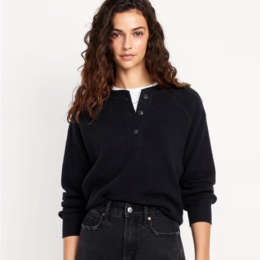 Plush Waffle-Knit Henley